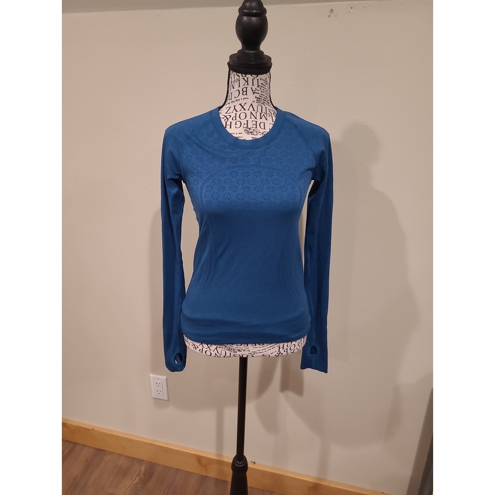 Lululemon Swiftly Running long Sleeve longer length Top Turquoise Women SZ 6